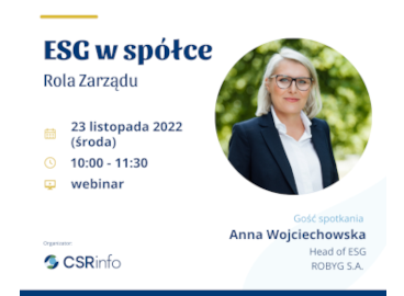 Anna Wojciechowska gościem spotkania z cyklu „ESG w Spółce. Rola Zarządu”
